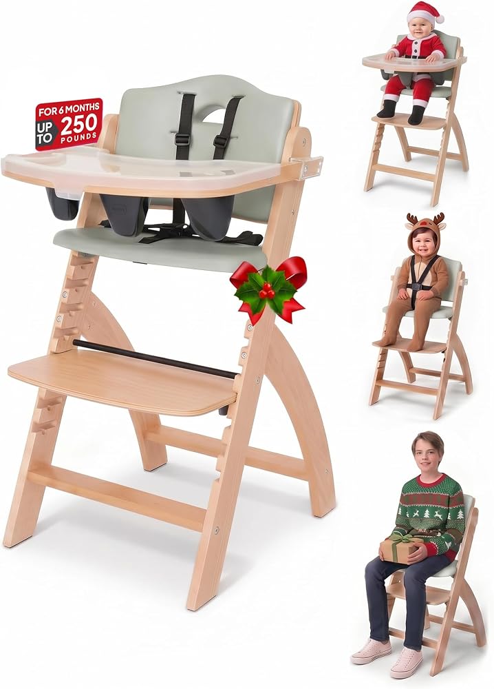 Abiie Beyond Junior Convertible Wooden High Chair with Adjustable Footrest